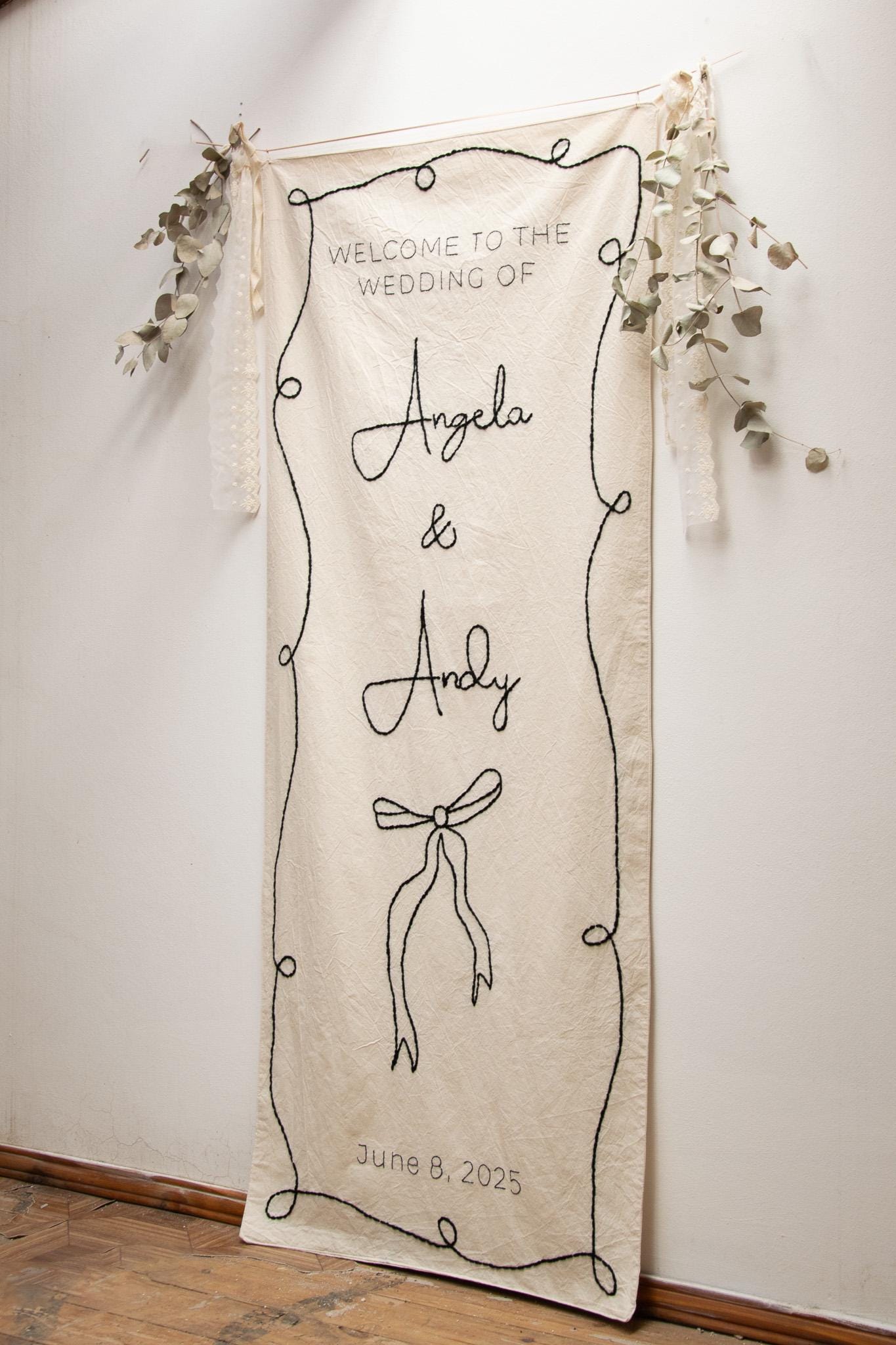 Custom Embroidered Wedding Banner