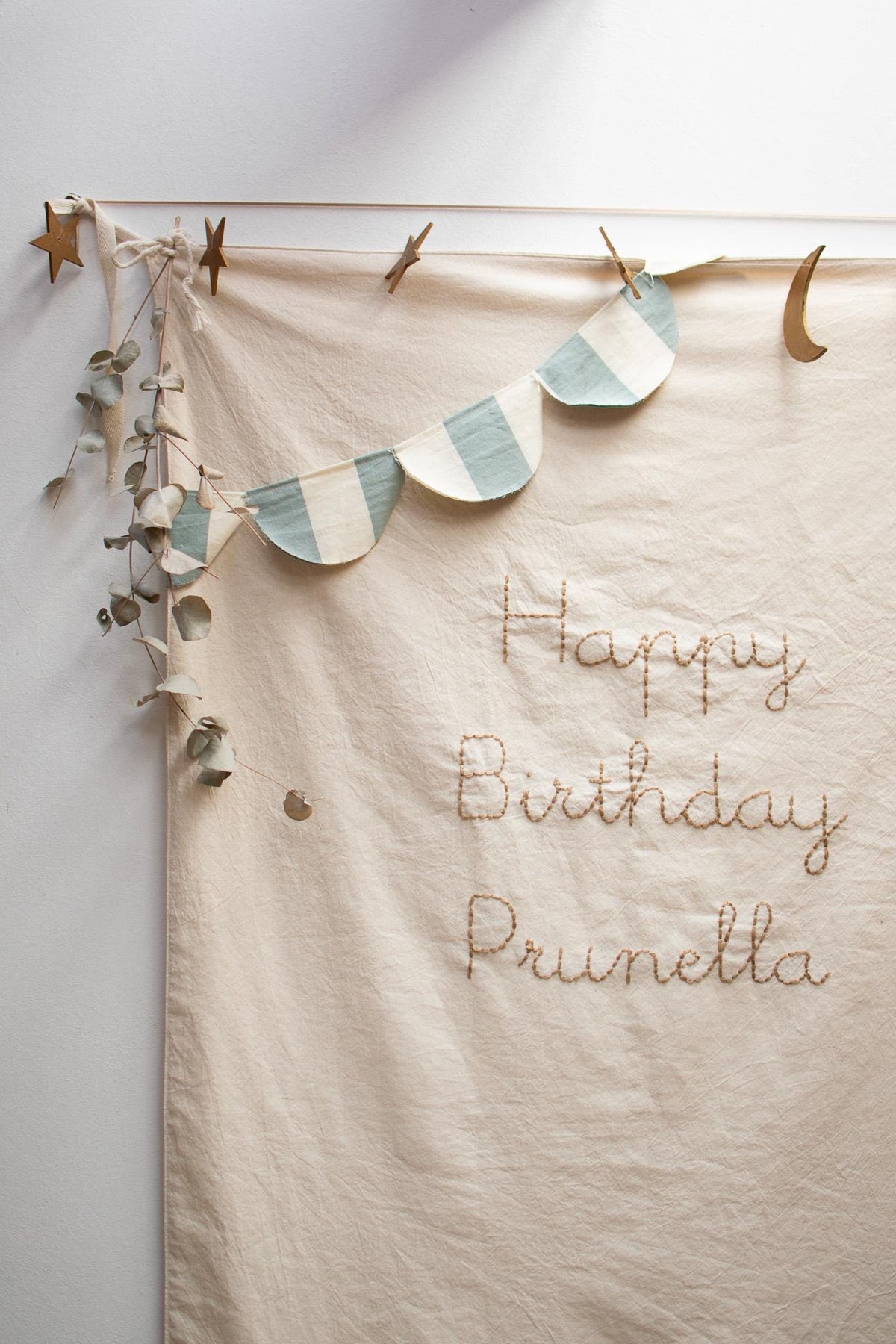 Hand Embroidered Birthday Banner