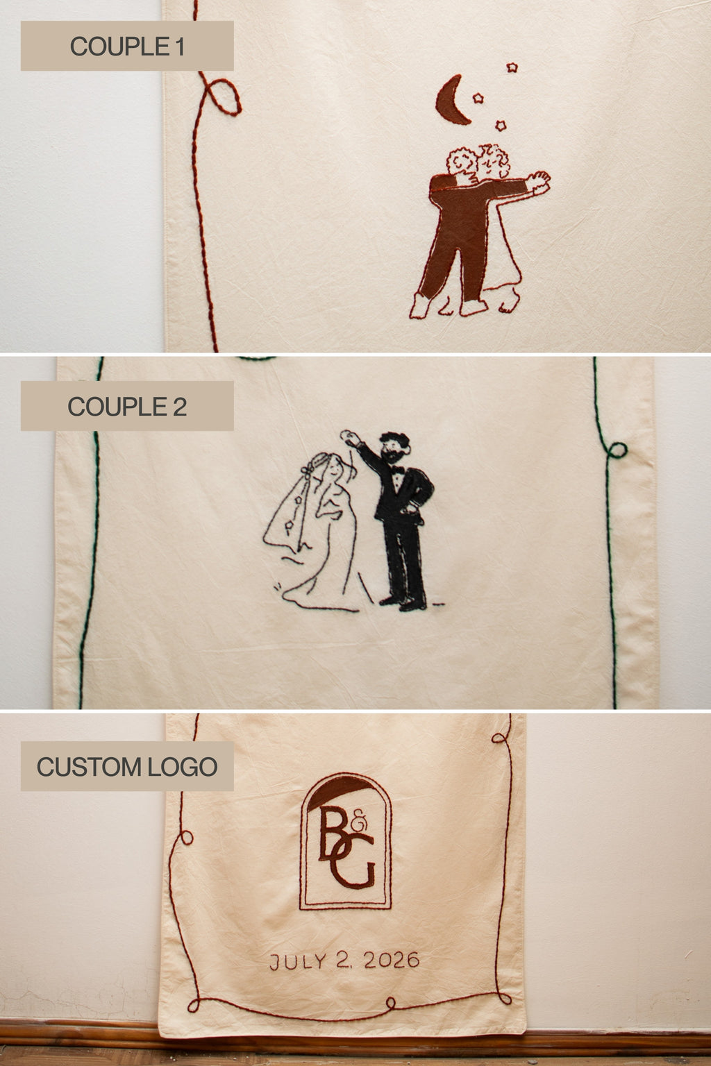 Custom Embroidered Wedding Banner