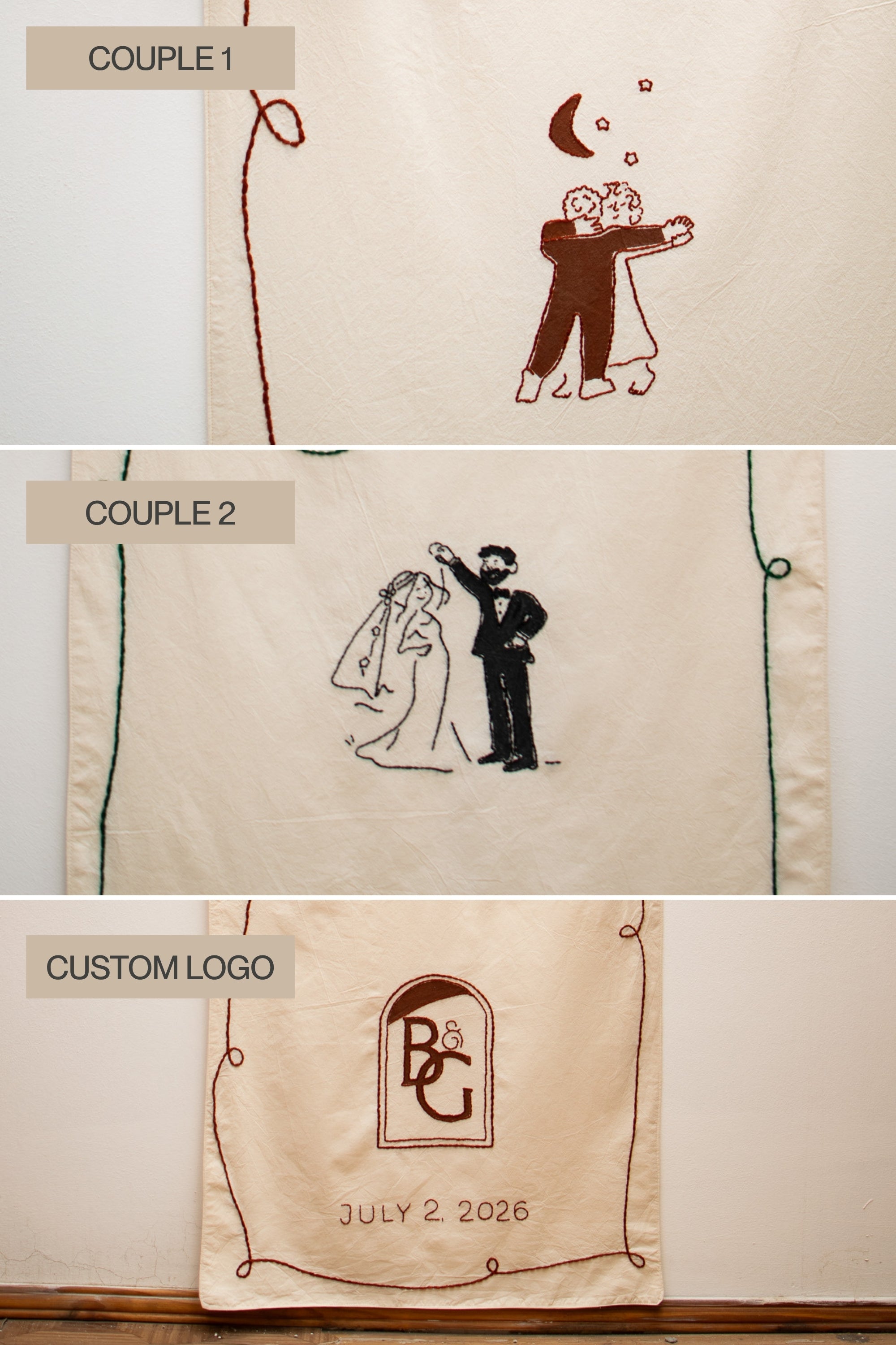 Custom Embroidered Wedding Banner