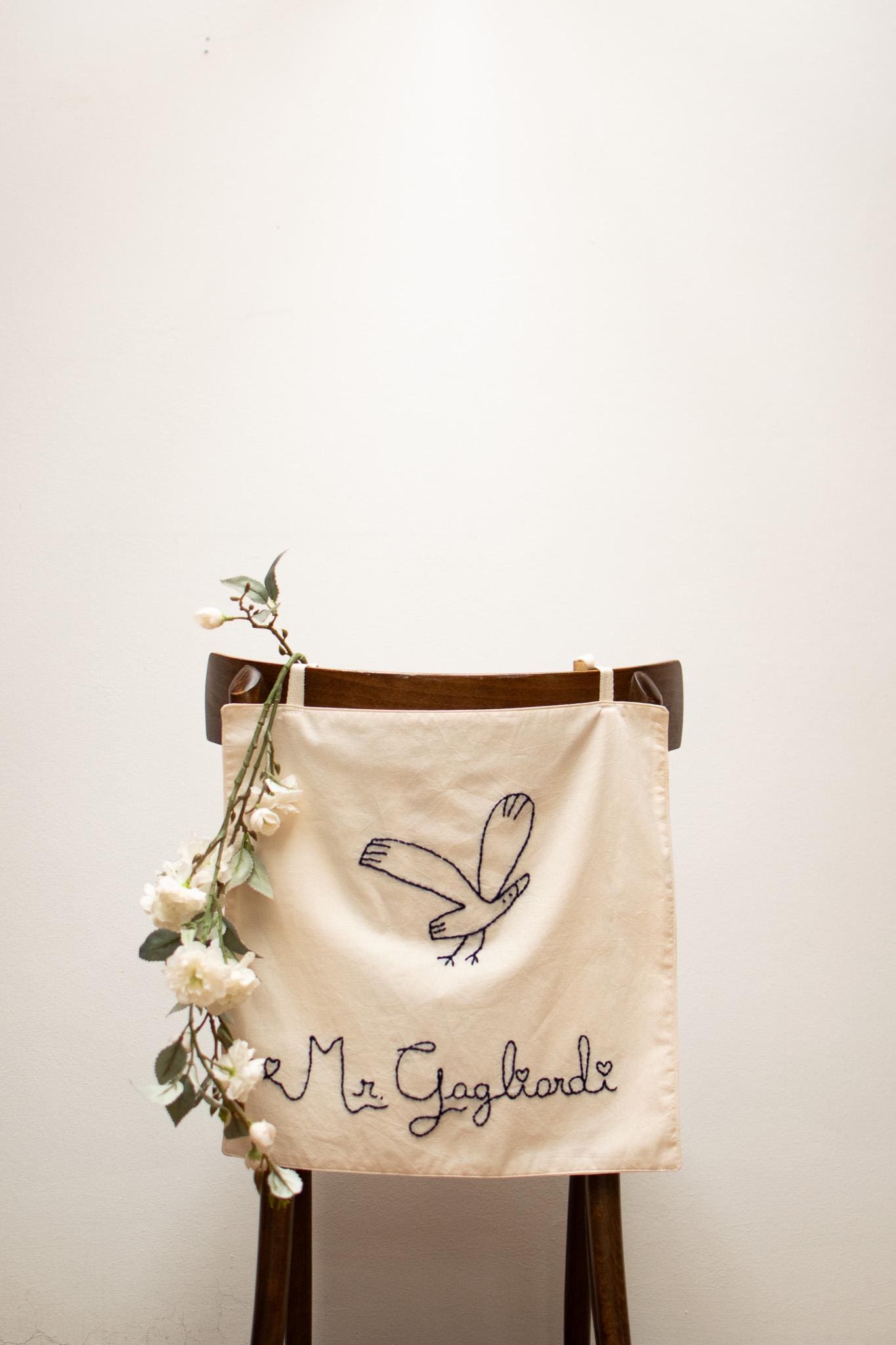 Custom Embroidered Wedding Chair Signs for Bride and Groom