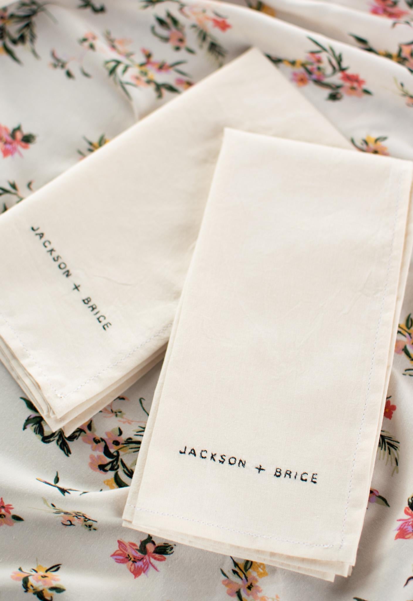 Personalized Embroidered Wedding Napkins – Custom Wedding Table Linens