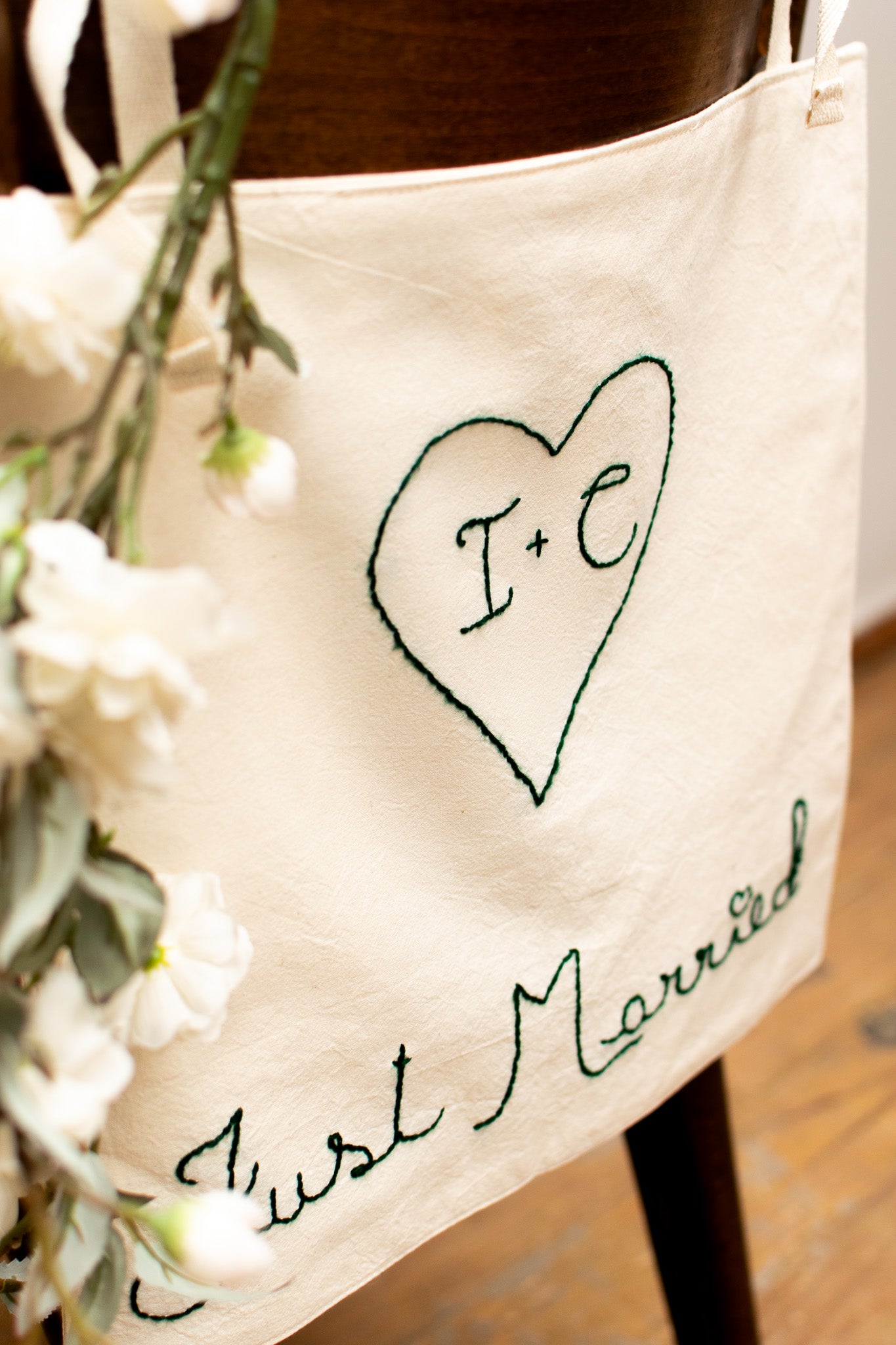 Custom Embroidered Wedding Chair Signs for Bride and Groom